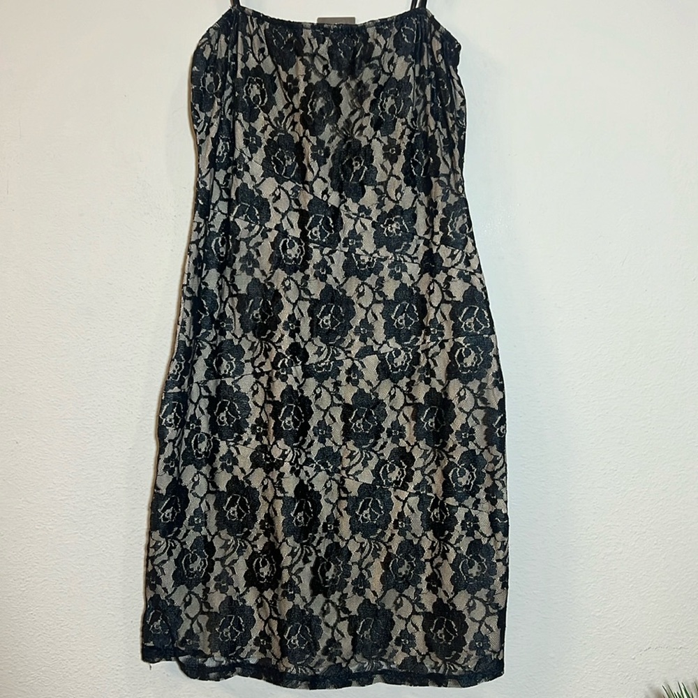 Maria Bianca Nero Floral Lace Overlay Dress Strapless Mini Y2K Medium
